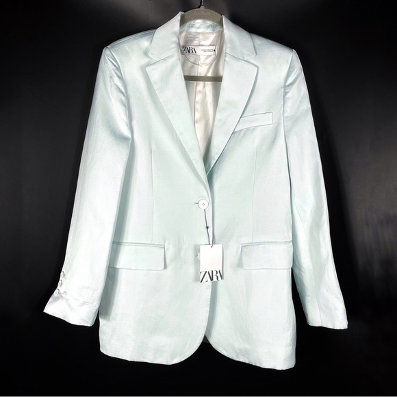 Zara Soft Blue Suit Jacket - Picture 1 of 5